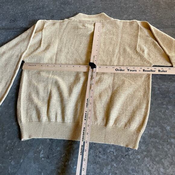 Vintage GOLD Metallic Wool Blend Koret Petites Mock Neck Sweater Medium Retro - Picture 6 of 8